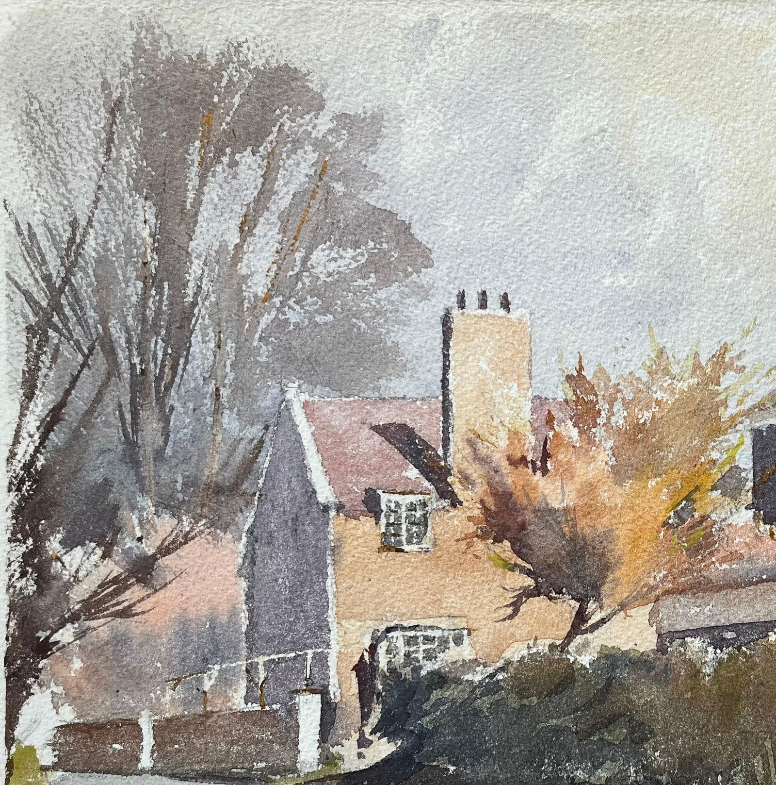 Anthony Avery; British Impressionist Watercolor of “Malford Yales” Village Scene in - 10
