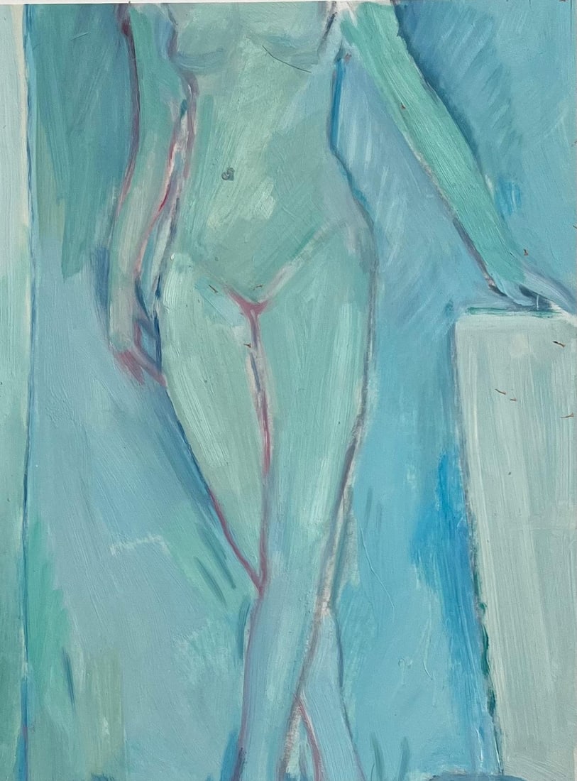 Roland Pichard; Figure with Floral Still Life - Abstract Contemporary Oil Painting - 8