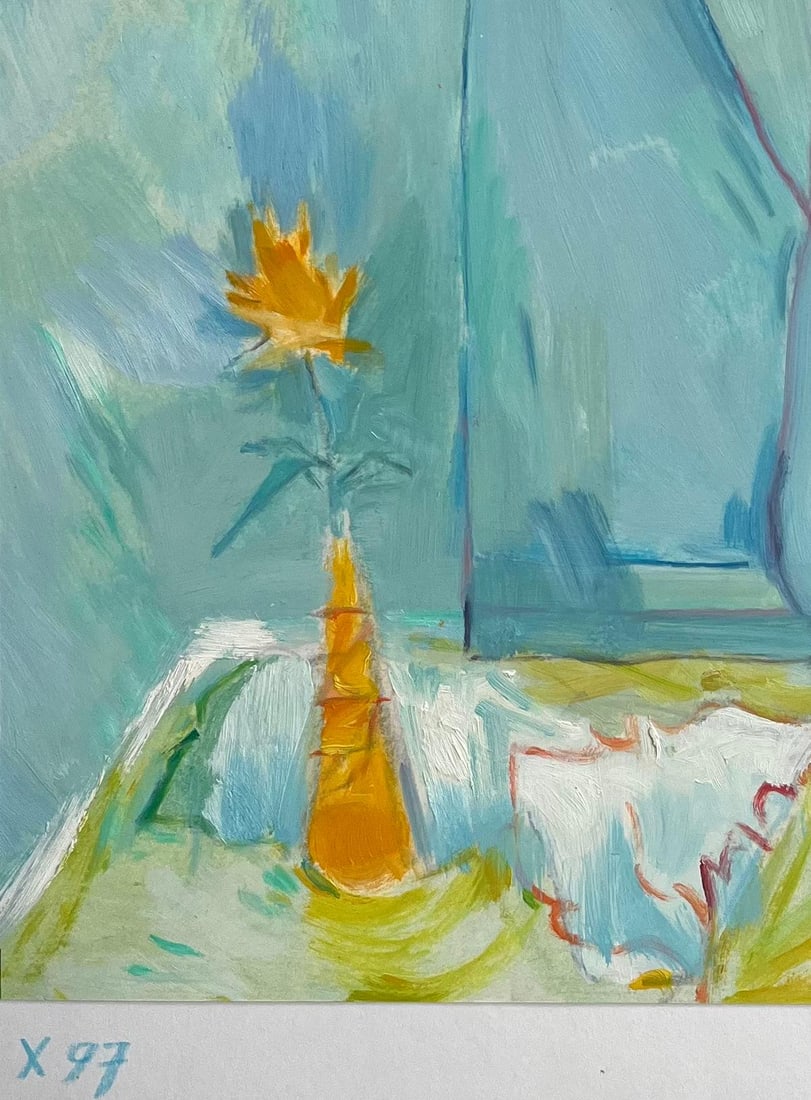 Roland Pichard; Figure with Floral Still Life - Abstract Contemporary Oil Painting - 6