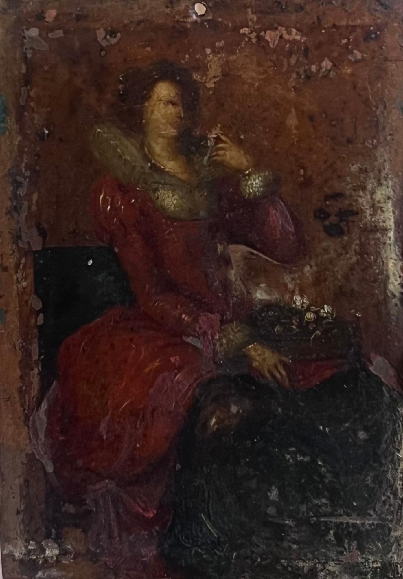 French School; 18th Century French Oil Painting on Copper Portrait of Noble Lady - 2