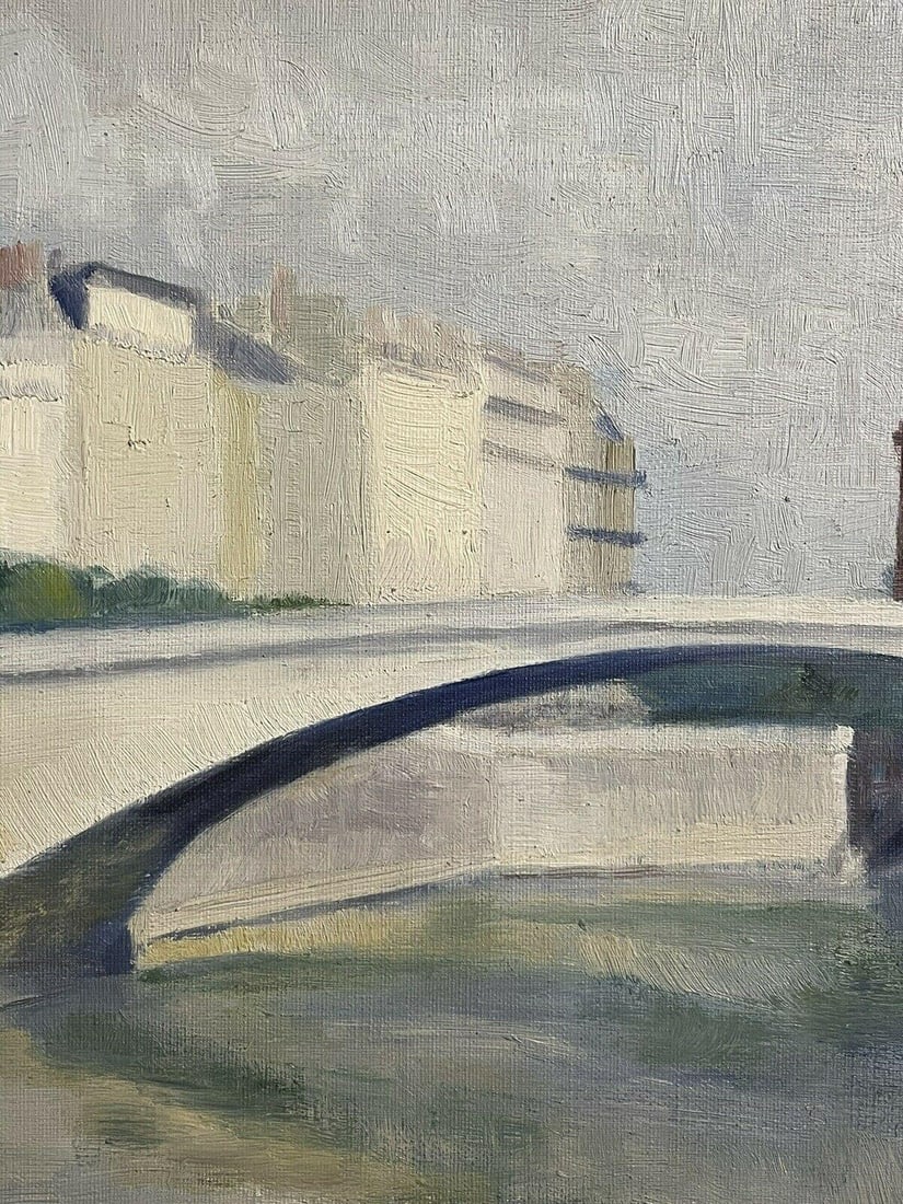 Genevieve Zondervan French Oil, Parisian River Landscape & Bridge, circa 1990s - 7