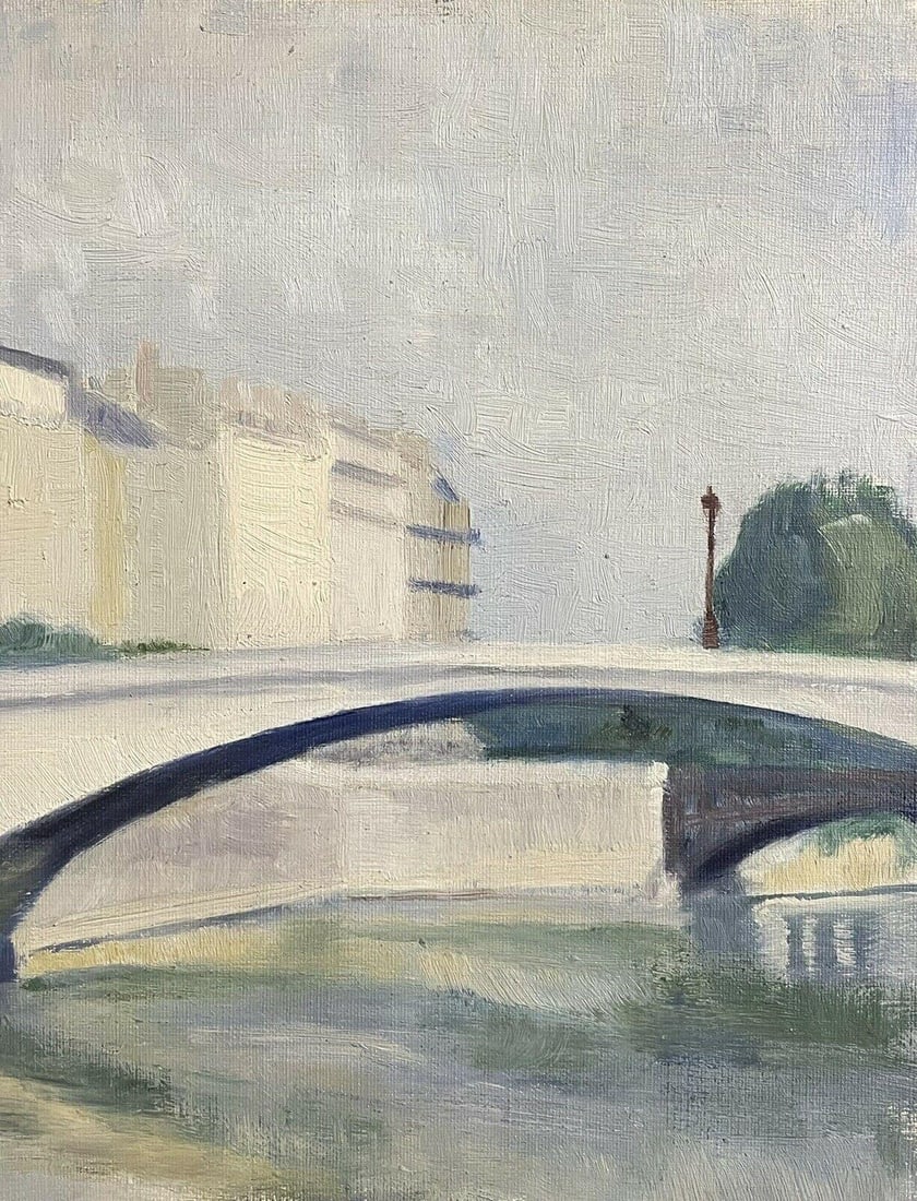 Genevieve Zondervan French Oil, Parisian River Landscape & Bridge, circa 1990s - 8