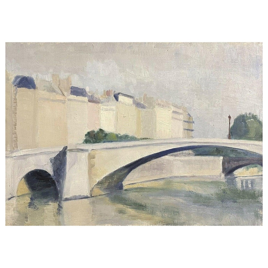 Genevieve Zondervan French Oil, Parisian River Landscape & Bridge, circa 1990s - 4