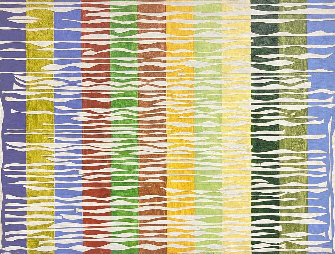 Gilbert Pelissier; French 20th Century Vibrant Geometric Abstract Textured Interplay Of Colors: Title: Gilbert Pelissier; French 20th Century Vibrant Geometric Abstract Textured Interplay Of Colors Description: Provence signed by Fanch Lel (French b. 1930) Dated 99 Size: 13.5 x 16 inches Oil