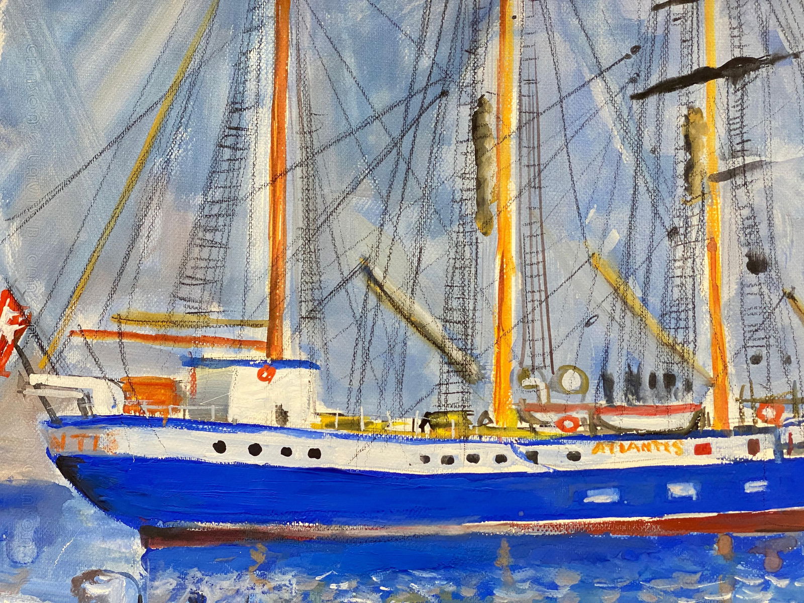 Mid Century French Post-Impressionist Painting, 'The Atlantis' Monaco Landscape, 1950 - 5