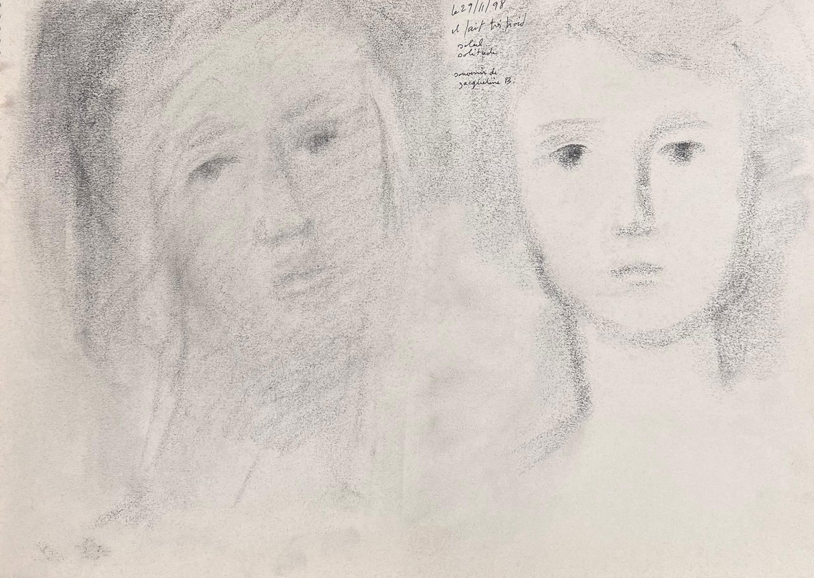 Robert Ladou; Pencil Sketches Of Two Forlorn Female Faces Lady Original French Artwork, 20th Century: Title: Robert Ladou; Pencil Sketches Of Two Forlorn Female Faces Lady Original French Artwork, 20th Century Description: Original French Artwork by Robert Ladou (French 1929-2014) original pencil
