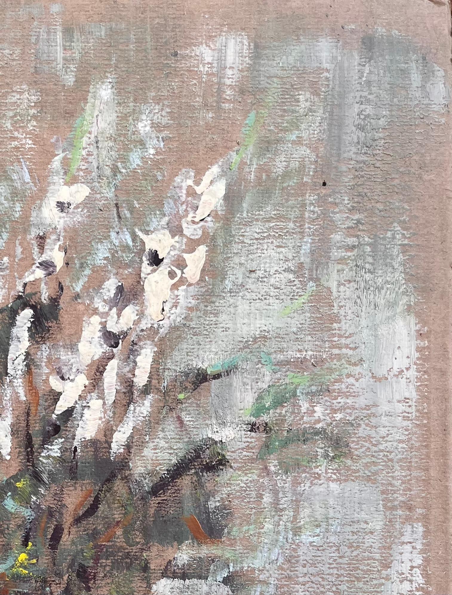 Fanch Lel; Impressionist Still Life of White Gladiolus Flowers in Plum Vase - 7