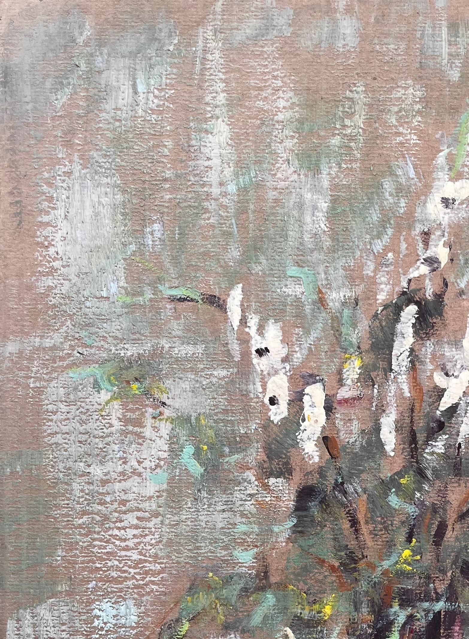 Fanch Lel; Impressionist Still Life of White Gladiolus Flowers in Plum Vase - 2