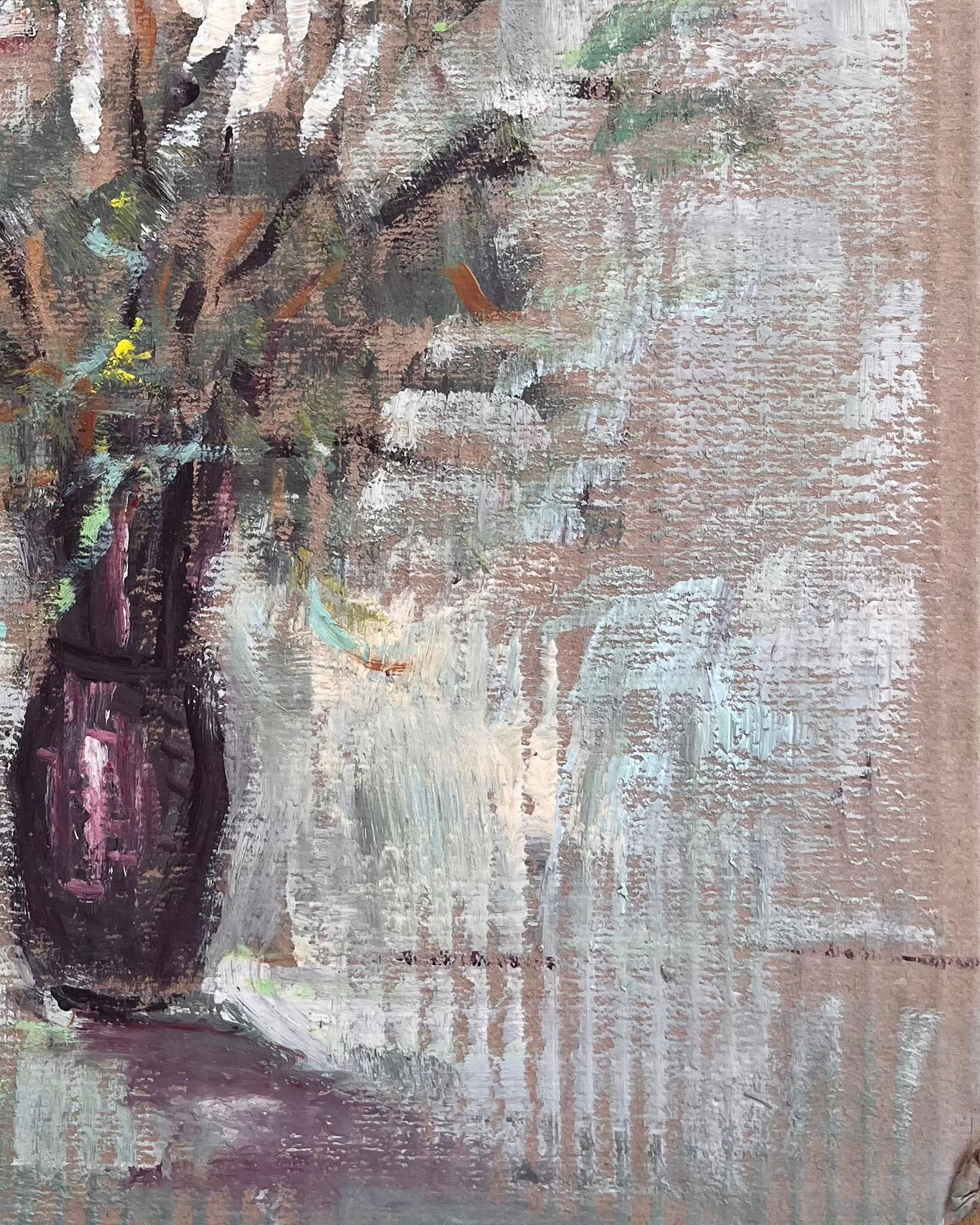 Fanch Lel; Impressionist Still Life of White Gladiolus Flowers in Plum Vase - 6