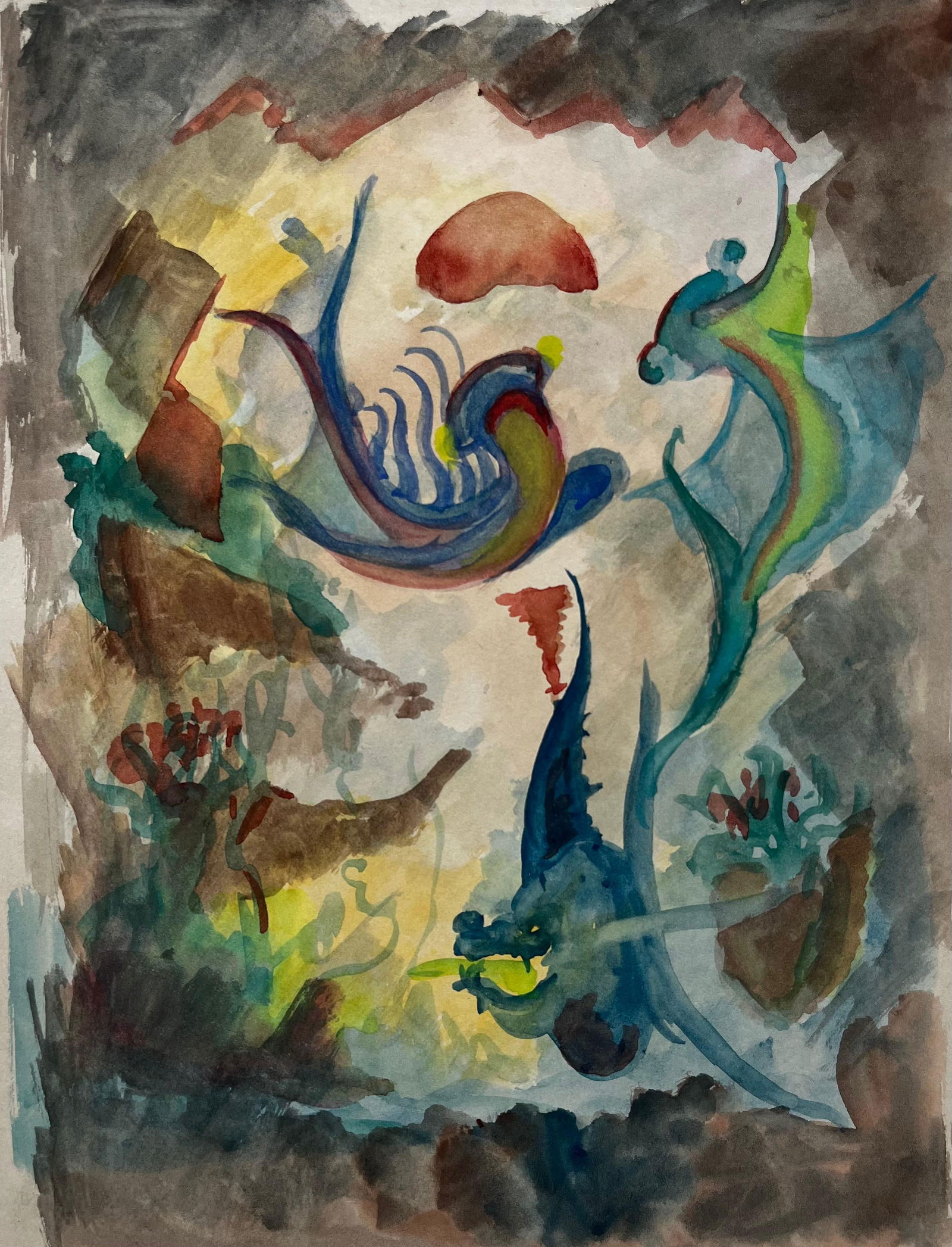 Guy Nicod; French Modernist Abstract Underwater Fantasy Scene with Fish and Sea Creatures (1 of 17)