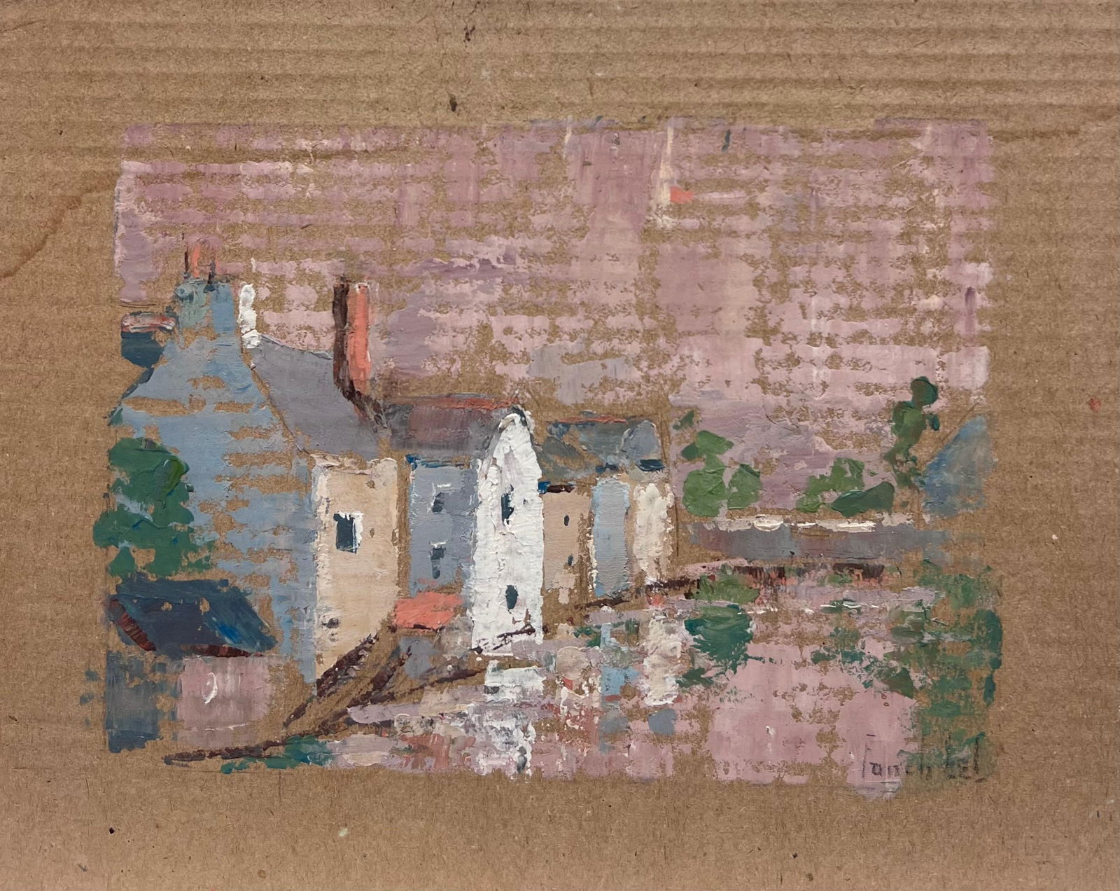 Fanch Lel; French Impressionist Quiet Village Scene with Reflections Oil Painting - 8