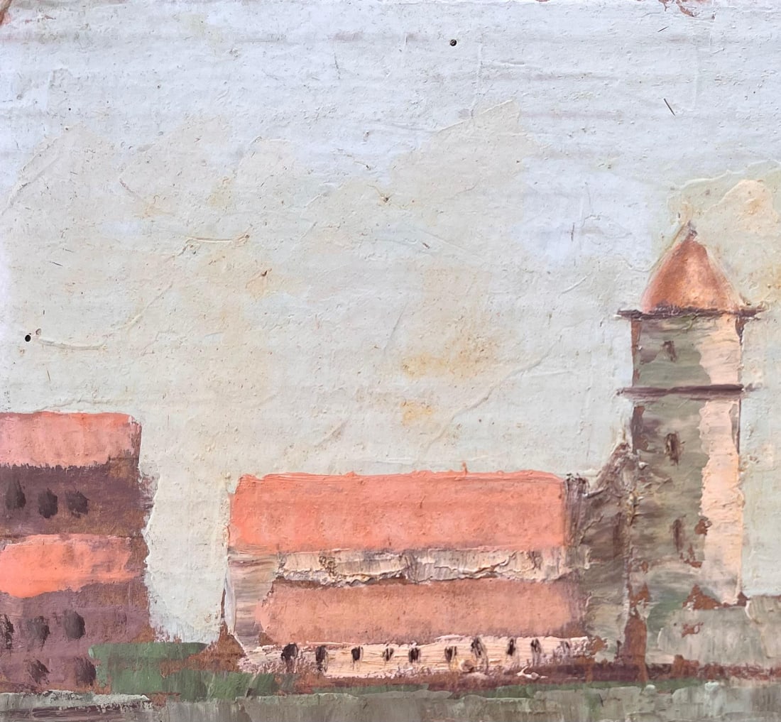 Fanch Lel; Impressionist French Coastal Village with Bell Tower Boats and Buildings - 3