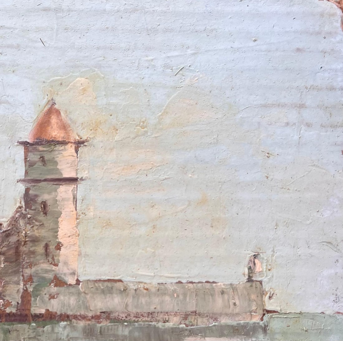 Fanch Lel; Impressionist French Coastal Village with Bell Tower Boats and Buildings - 9