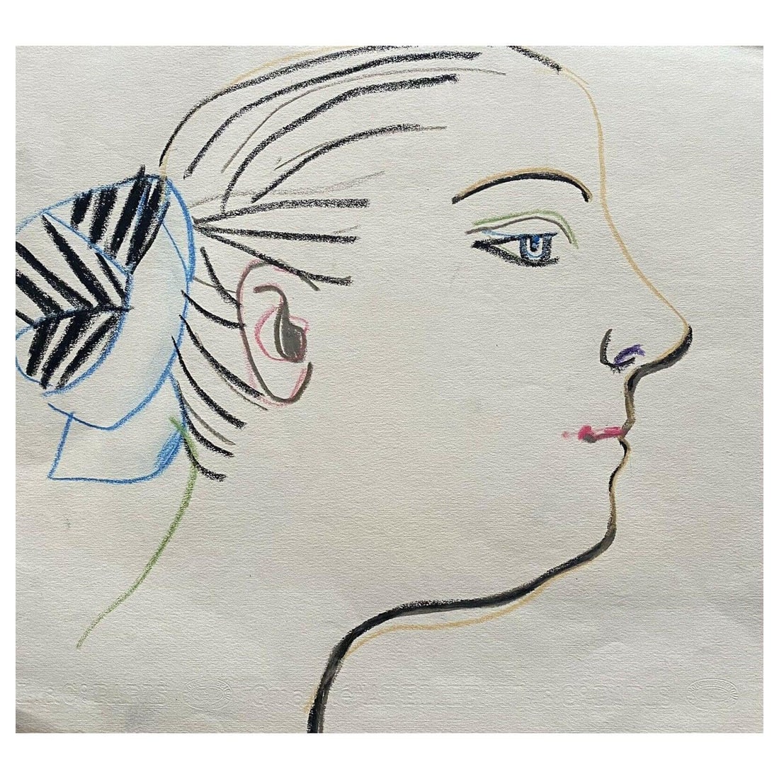 Carlos Carnero, Original 1950's Head Portrait of Young Lady, Mid-20th Century: Title: Carlos Carnero, Original 1950's Head Portrait of Young Lady, Mid-20th Century Description: Inscribed verso Size 11 x 15 inches Superb original watercolour painting by the well listed and popula