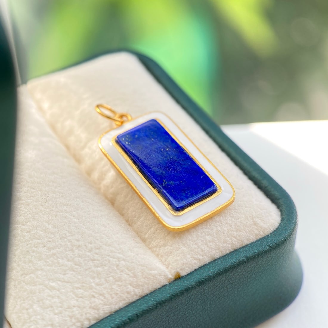 Natural Lapis Lazuli Pendant, No Trouble Plaque, S925 Silver Inlay - 3