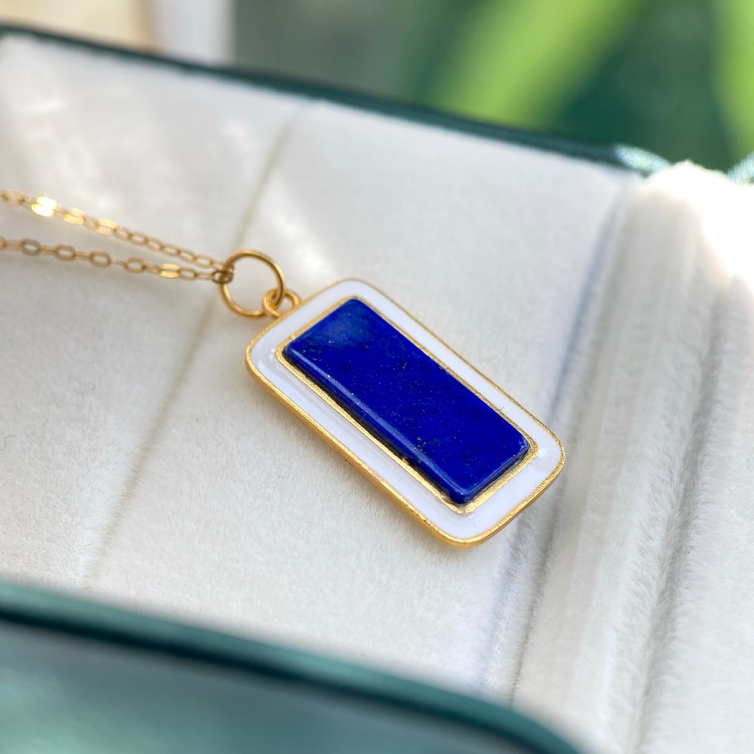 Natural Lapis Lazuli Pendant, No Trouble Plaque, S925 Silver Inlay - 5