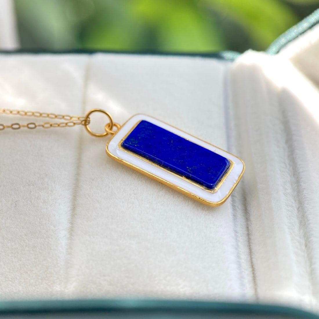 Natural Lapis Lazuli Pendant, No Trouble Plaque, S925 Silver Inlay - 7