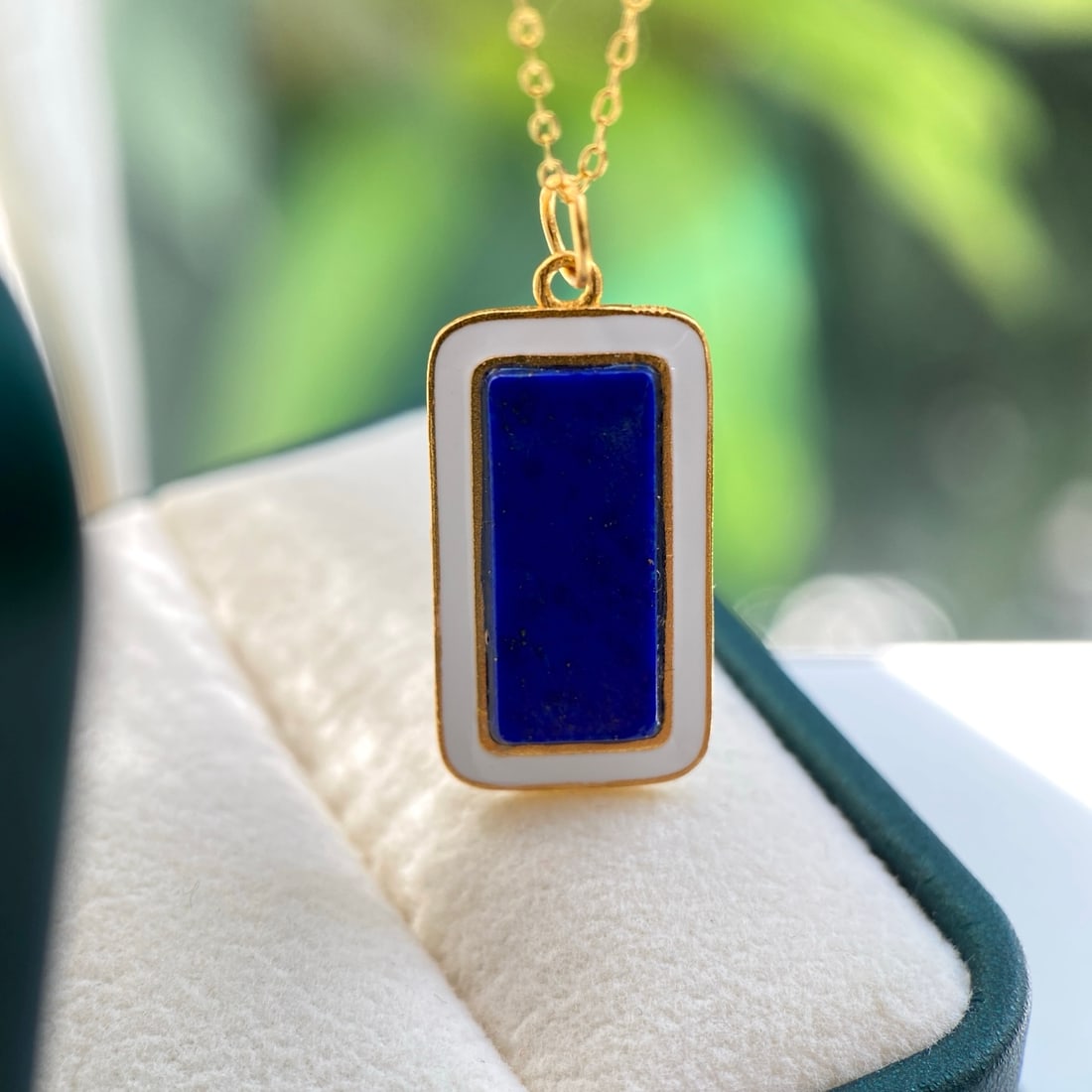 Natural Lapis Lazuli Pendant, No Trouble Plaque, S925 Silver Inlay - 8