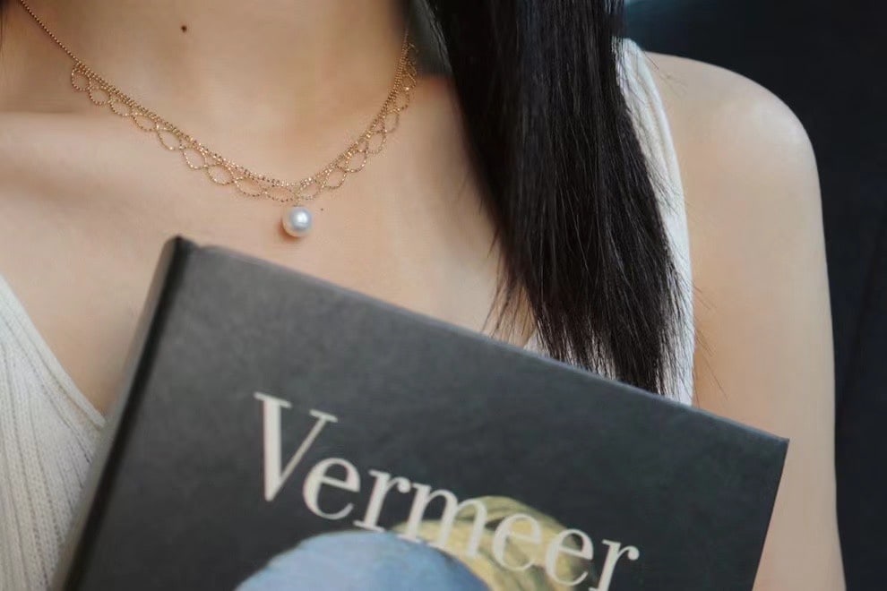 18k Gold Pearl Necklace - 5