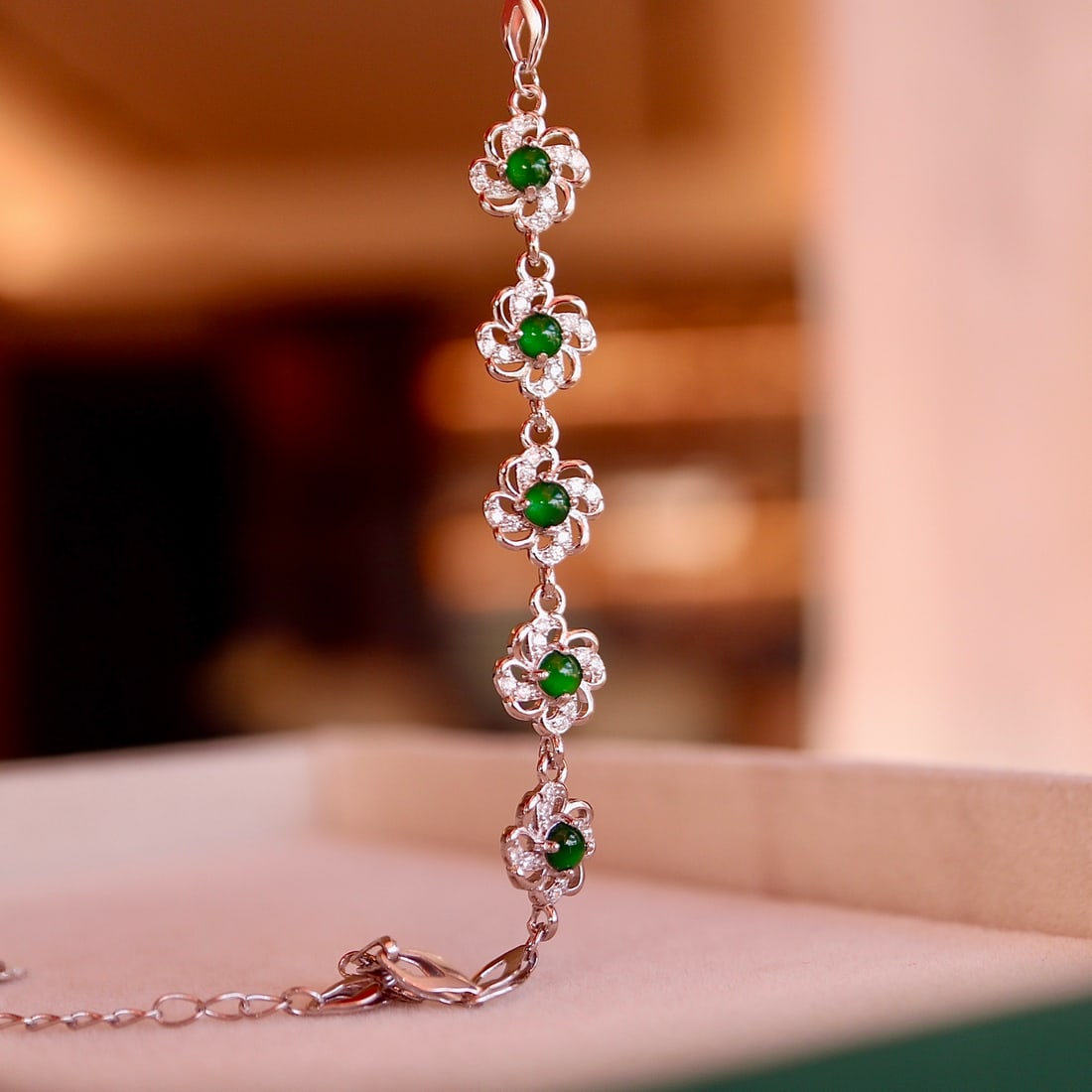 Natural Jade Pure Silver Bracelet - 2