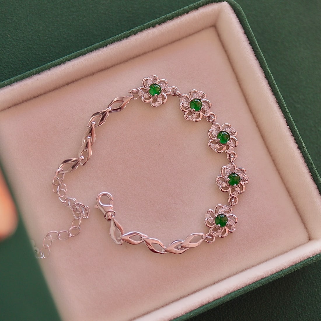 Natural Jade Pure Silver Bracelet - 3