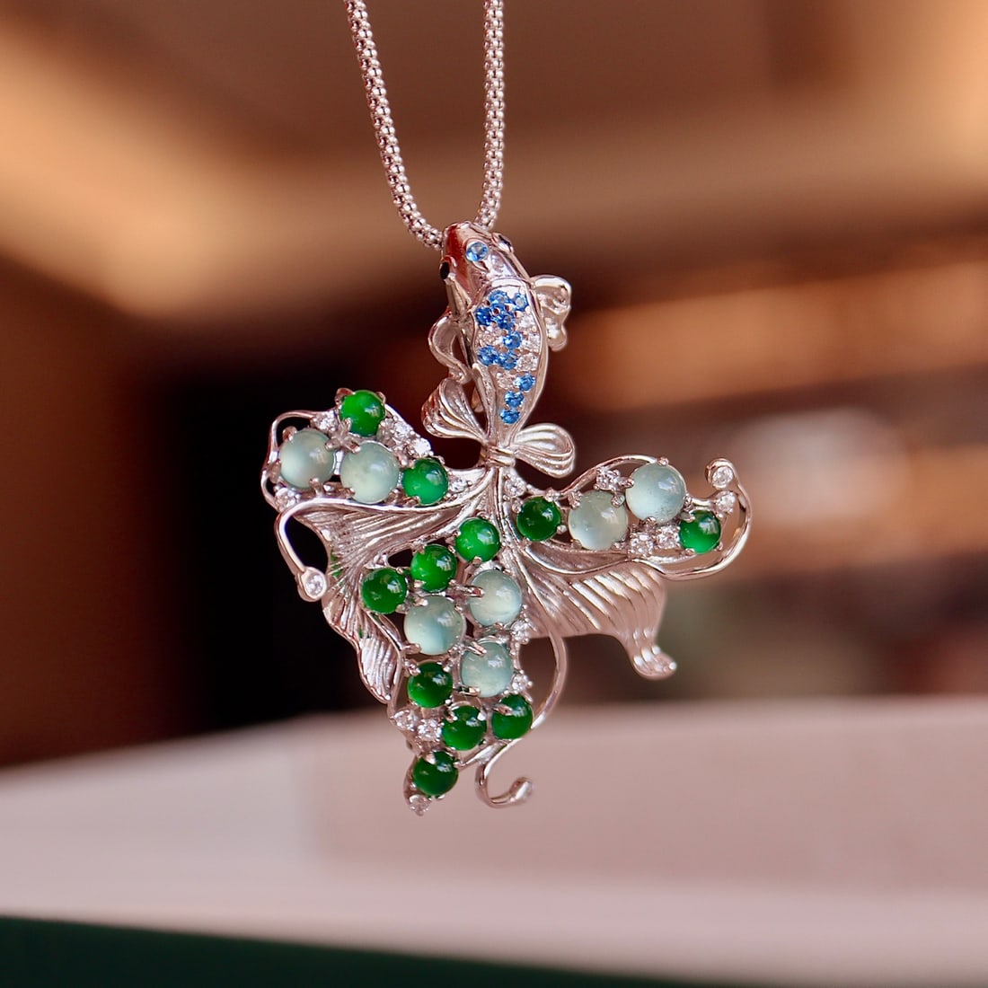 Natural Jade Goldfish Sterling Silver Pendant Brooch: Natural Jade Goldfish Sterling Silver Pendant Brooch, about 40x33mm Reserve: $200.00 Shipping: Domestic: Shipping rates are determined by destination International: Foreign shipping rates are determin