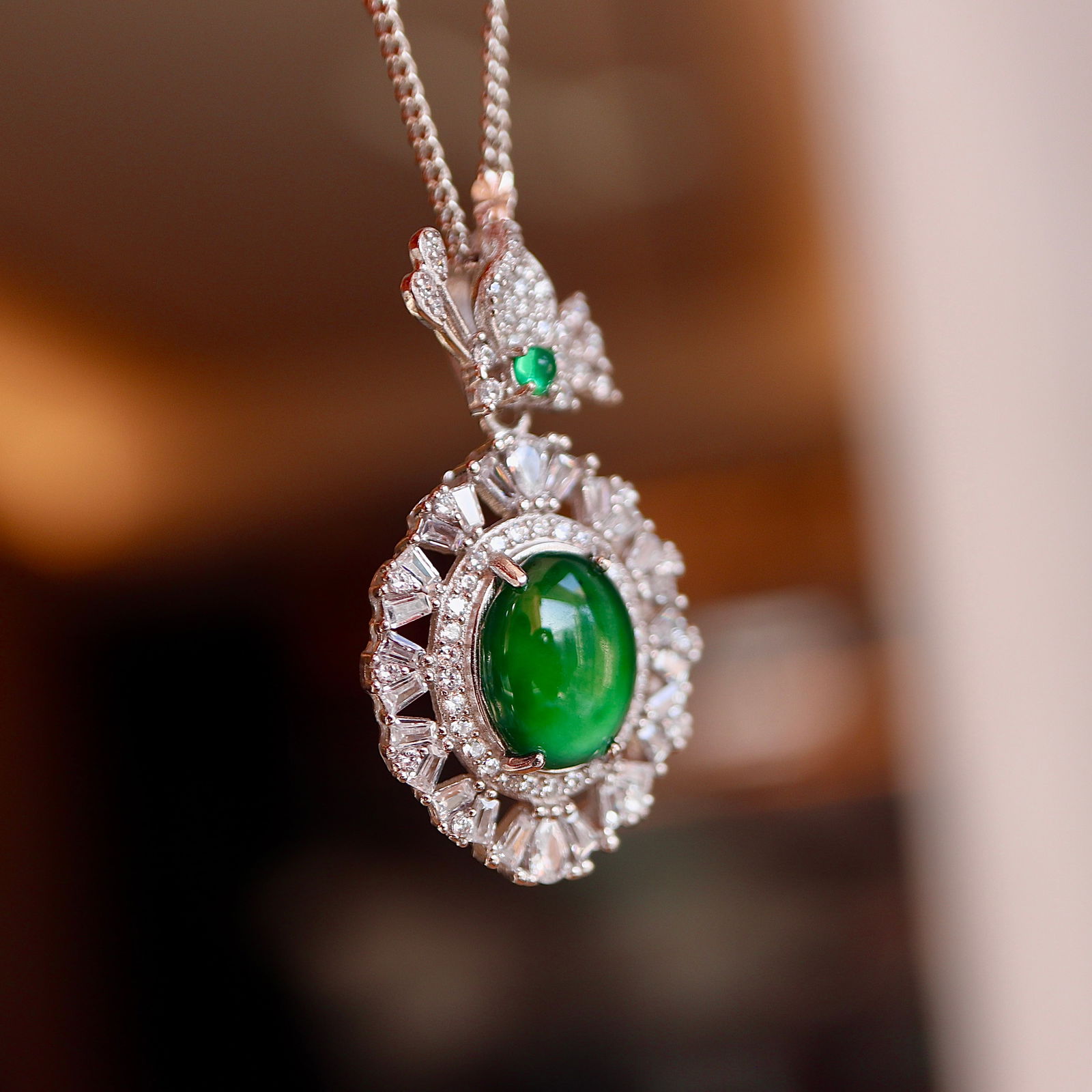 Natural Jade Egg Shaped Pendant S925 Sterling Silver - 5