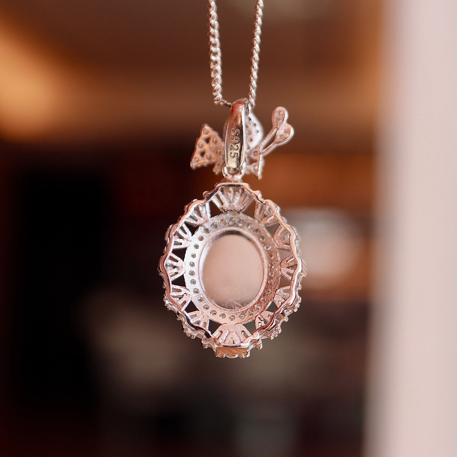 Natural Jade Egg Shaped Pendant S925 Sterling Silver - 6