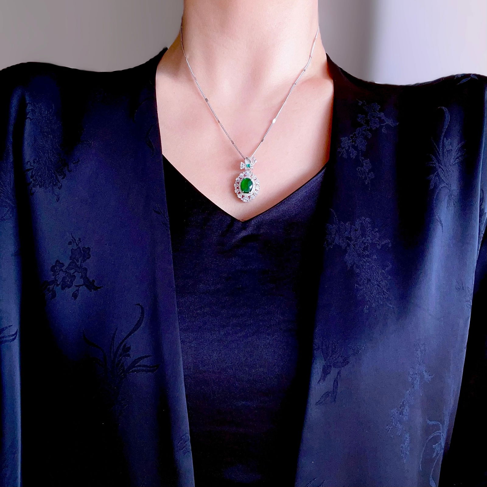 Natural Jade Egg Shaped Pendant S925 Sterling Silver - 8