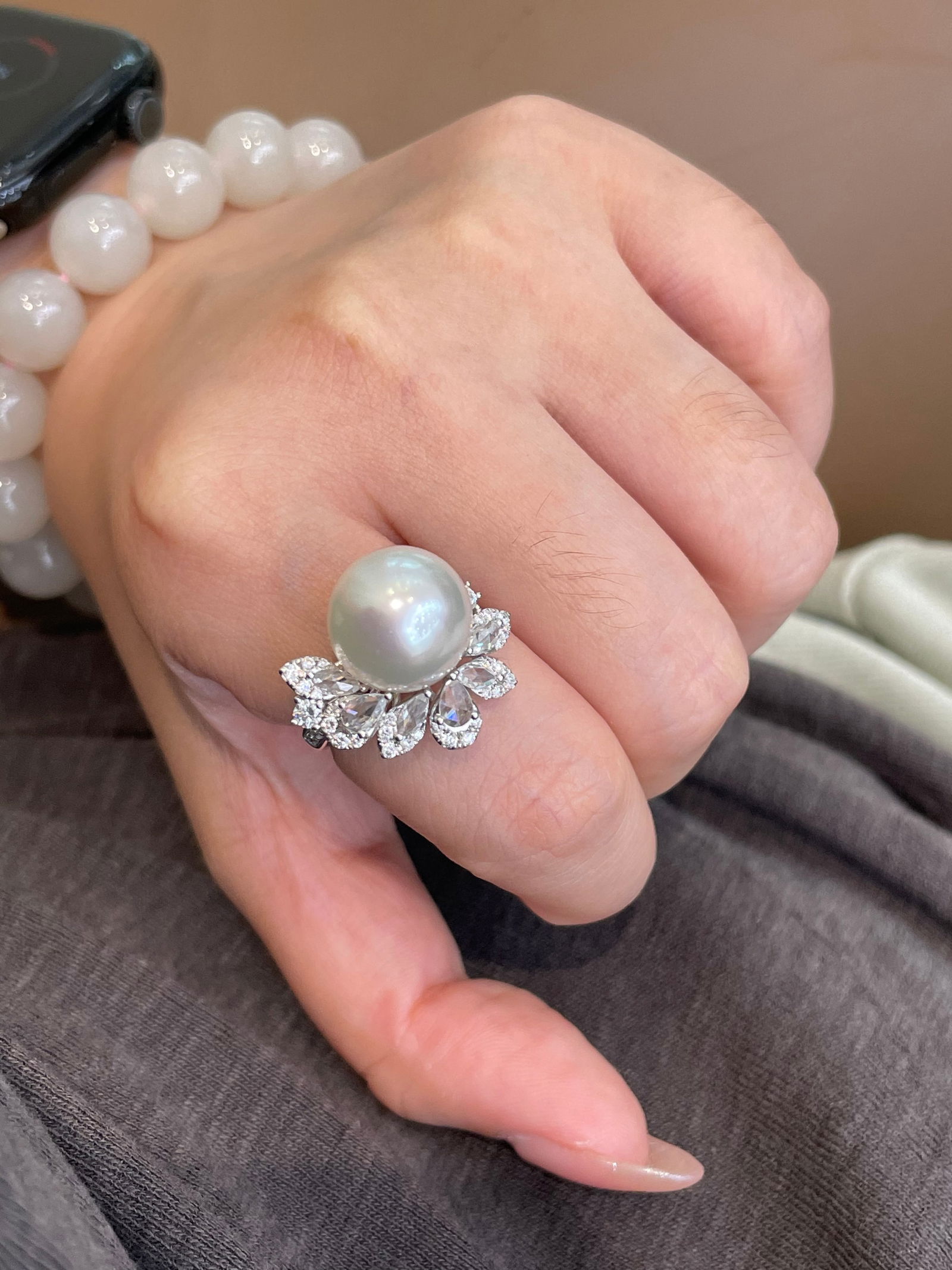 925 Sterling Silver Pearl Ring - 6