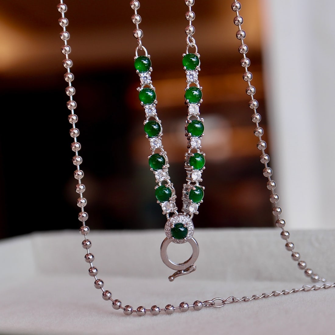 All-Purpose Natural Jade Necklace: All-Purpose Natural Jade Necklace, approximately 3.5mm round beads Reserve: $100.00 Shipping:Domestic: Shipping rates are determined by destinationInternational: Foreign shipping rates are