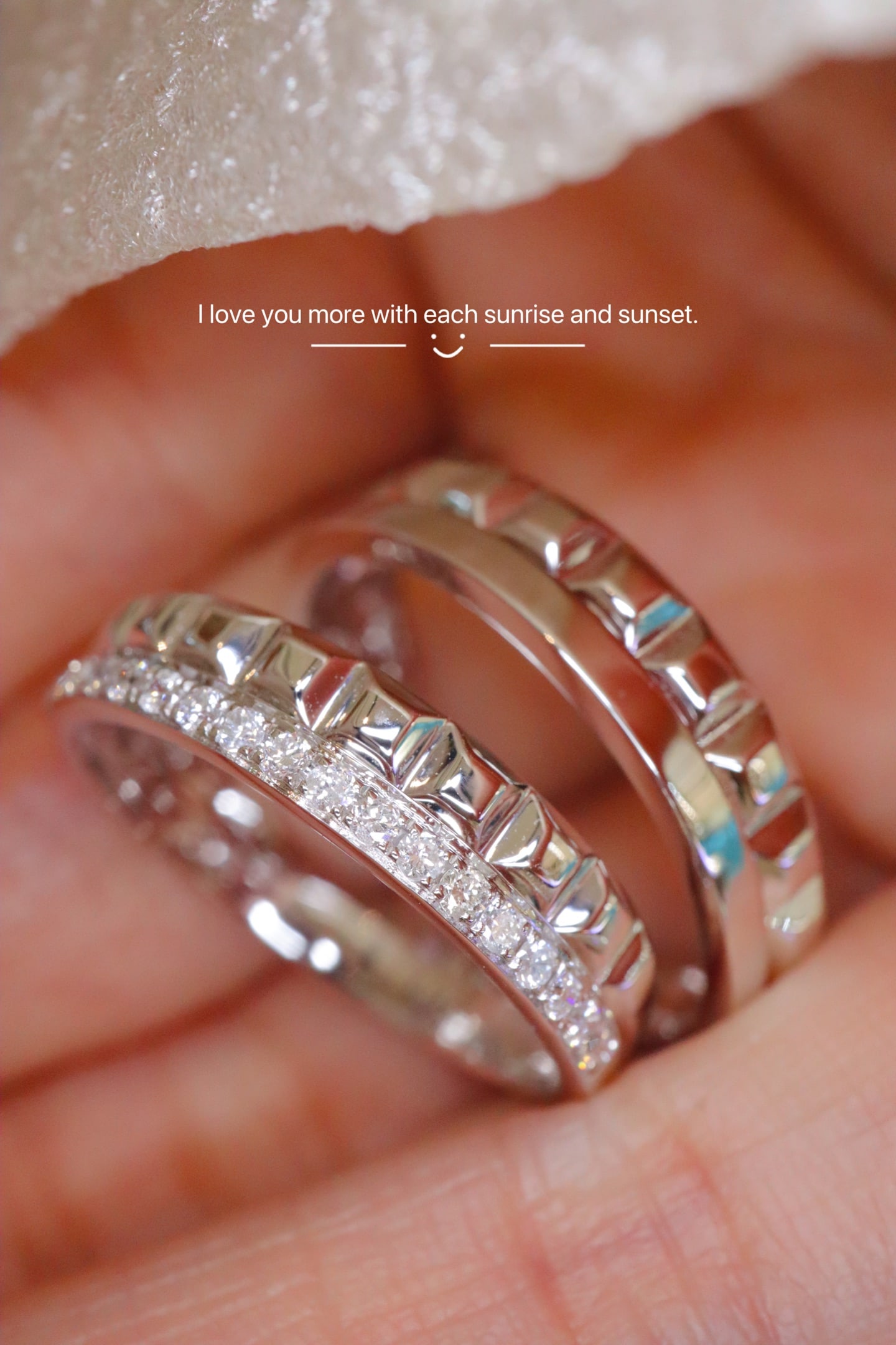 Natural Diamond Eternal Love Ring Pair: Pair of Platinum Pt950 Natural Diamond Eternal Love Rings with Diamonds on the Men's Ring Reserve: $2,500.00 Shipping:Domestic: Shipping rates are determined by destinationInternational: Foreign