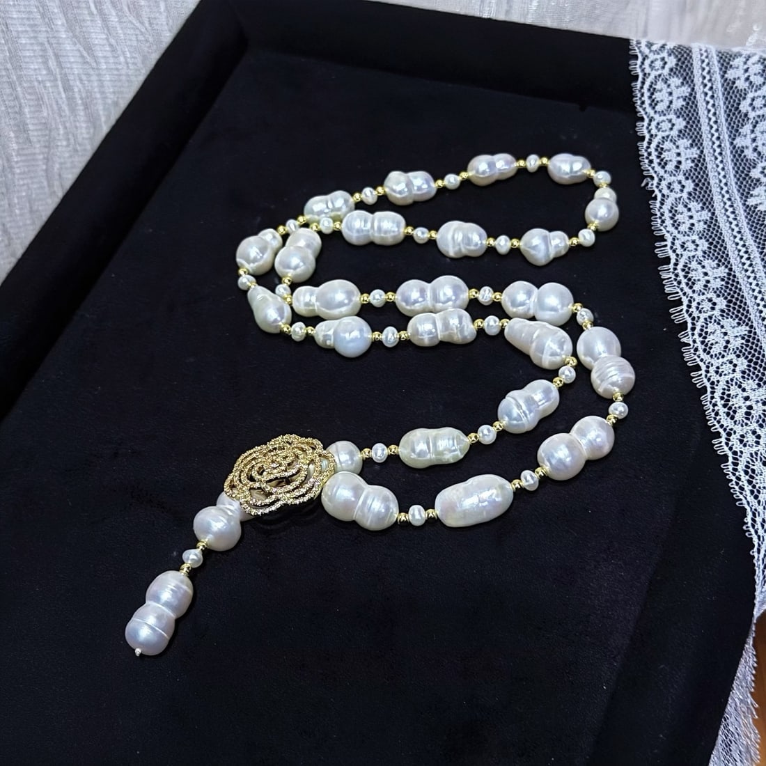 Baroque Pearl Sweater Chain - 2