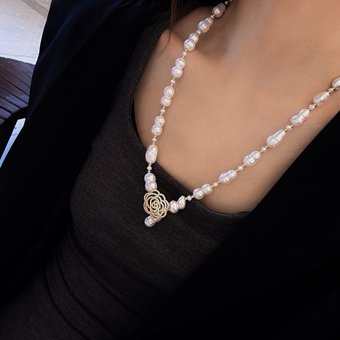 Baroque Pearl Sweater Chain - 6