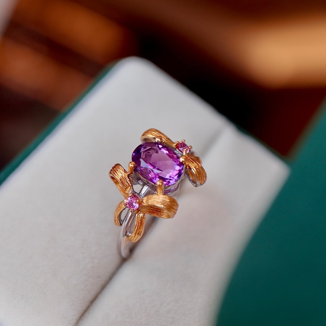 Natural Uruguay Amethyst Ring S925 Silver Inlay - 3