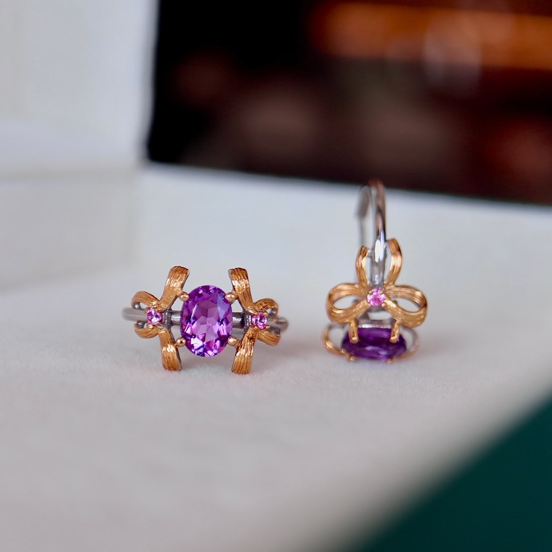 Natural Uruguay Amethyst Ring S925 Silver Inlay - 4