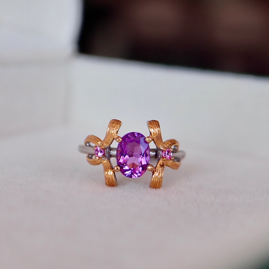 Natural Uruguay Amethyst Ring S925 Silver Inlay - 5