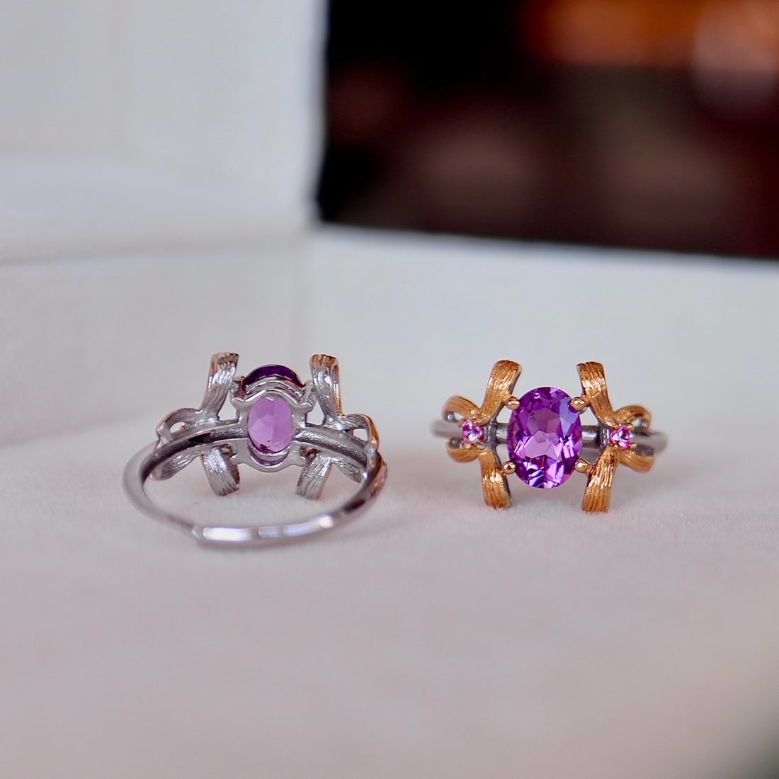 Natural Uruguay Amethyst Ring S925 Silver Inlay - 6