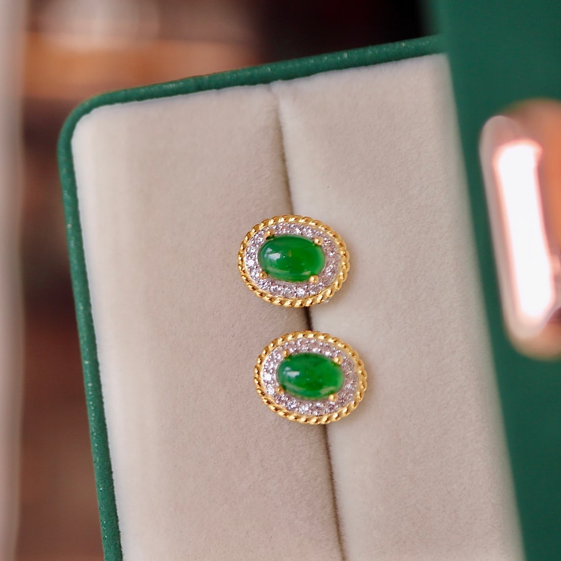 Natural Jade Teardrop Earrings - 3