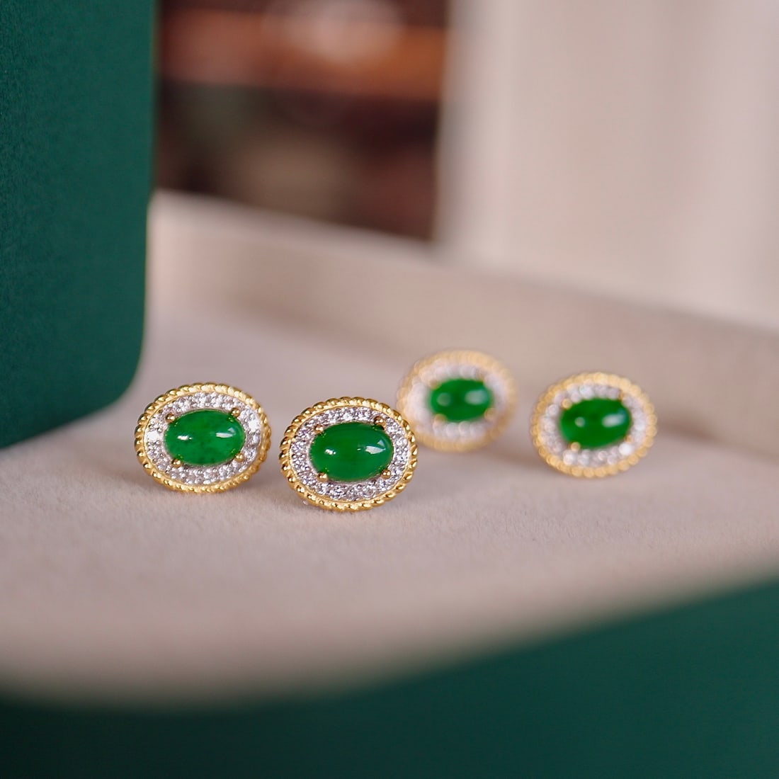 Natural Jade Teardrop Earrings - 4