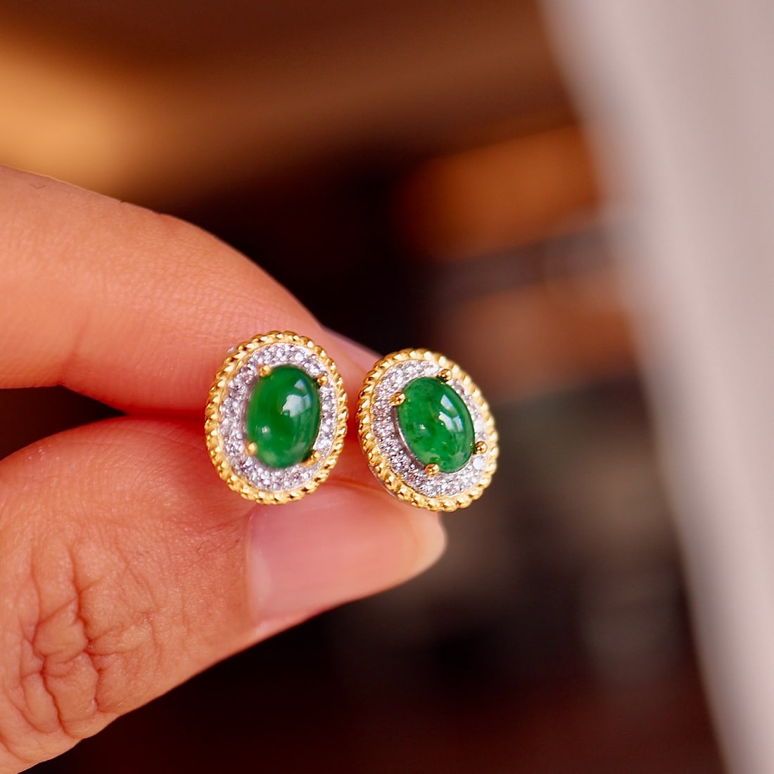 Natural Jade Teardrop Earrings - 7