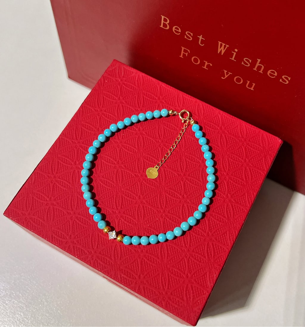 18K Princess Cut Turquoise Bracelet - 3