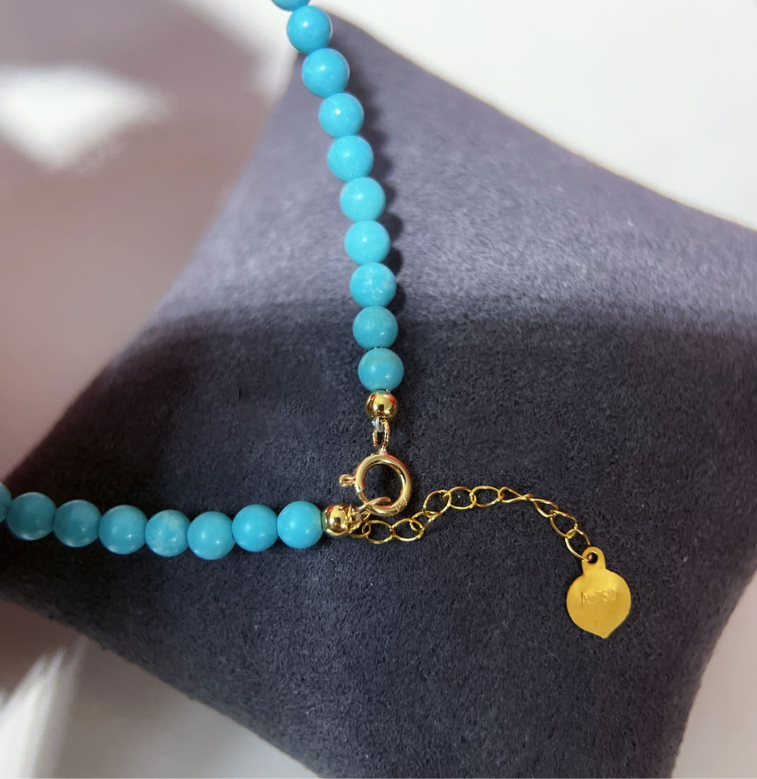 18K Princess Cut Turquoise Bracelet - 7