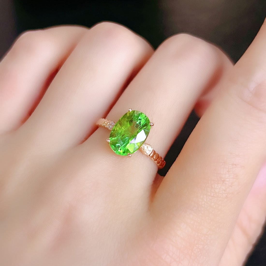 18k Gold with Diamond-Set Tourmaline Ring - 6