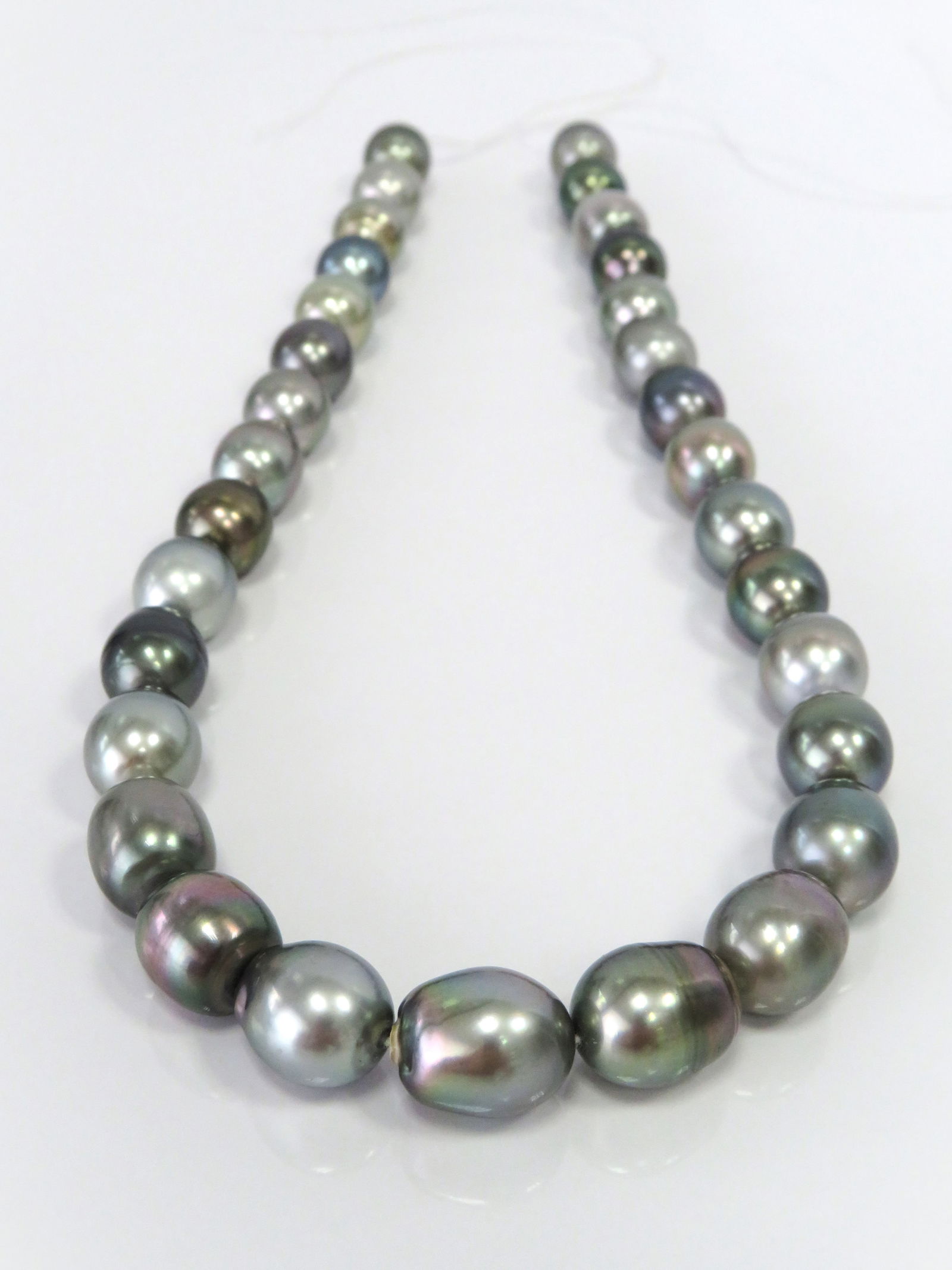 11-13mm Drop/Oval-Circle Mix Light to Medium Multi-Color Tahitian Pearl Necklace Strand: Title:11-13mm Drop/Oval-Circle Mix Light to Medium Multi-Color Tahitian Pearl Necklace Strand Description:AA Grade High luster Mix Light to Medium Multi-Color Drop/Oval-Circle, with minimal spots/blem