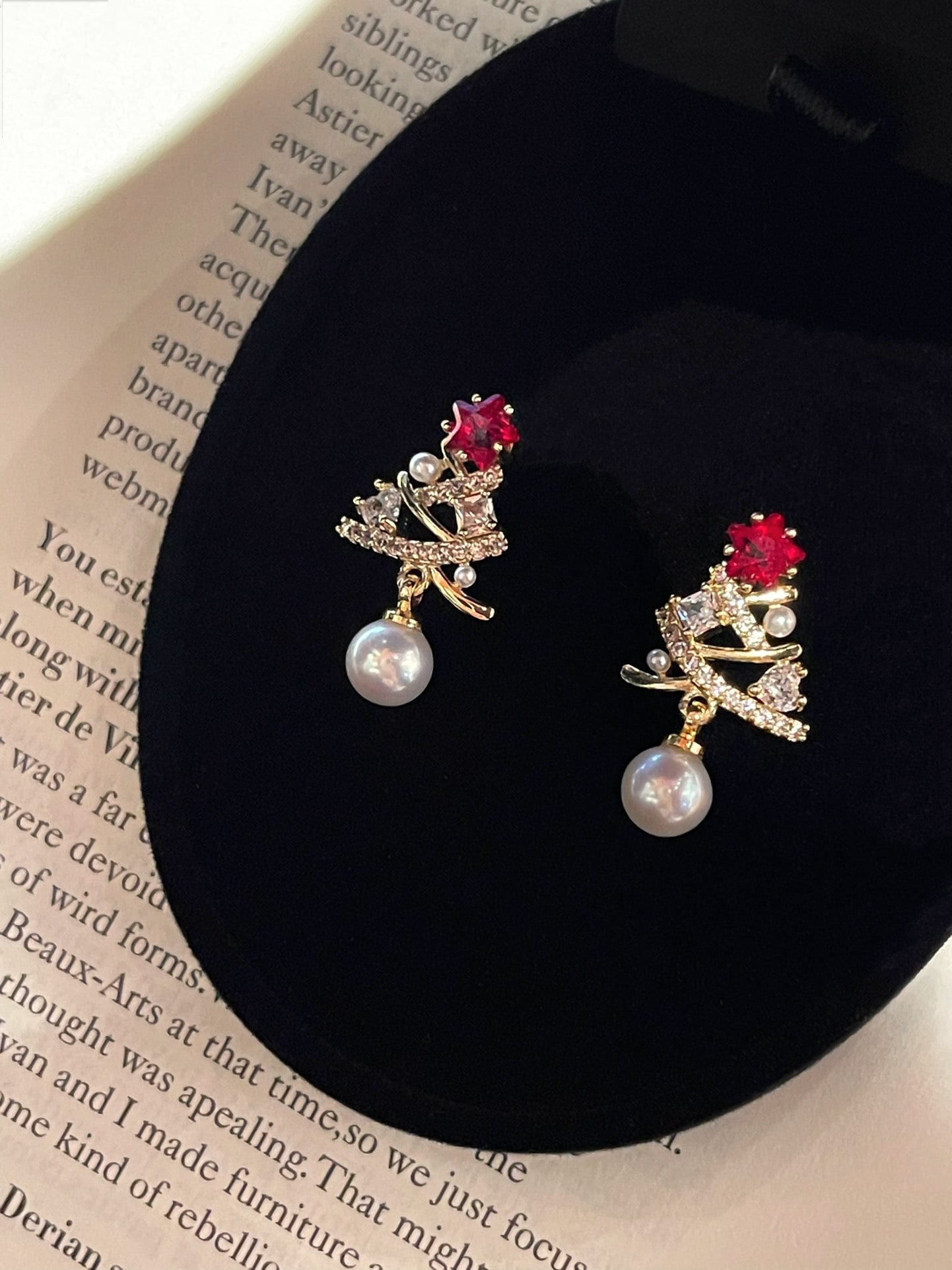 Christmas Tree Pearl Earrings - 2