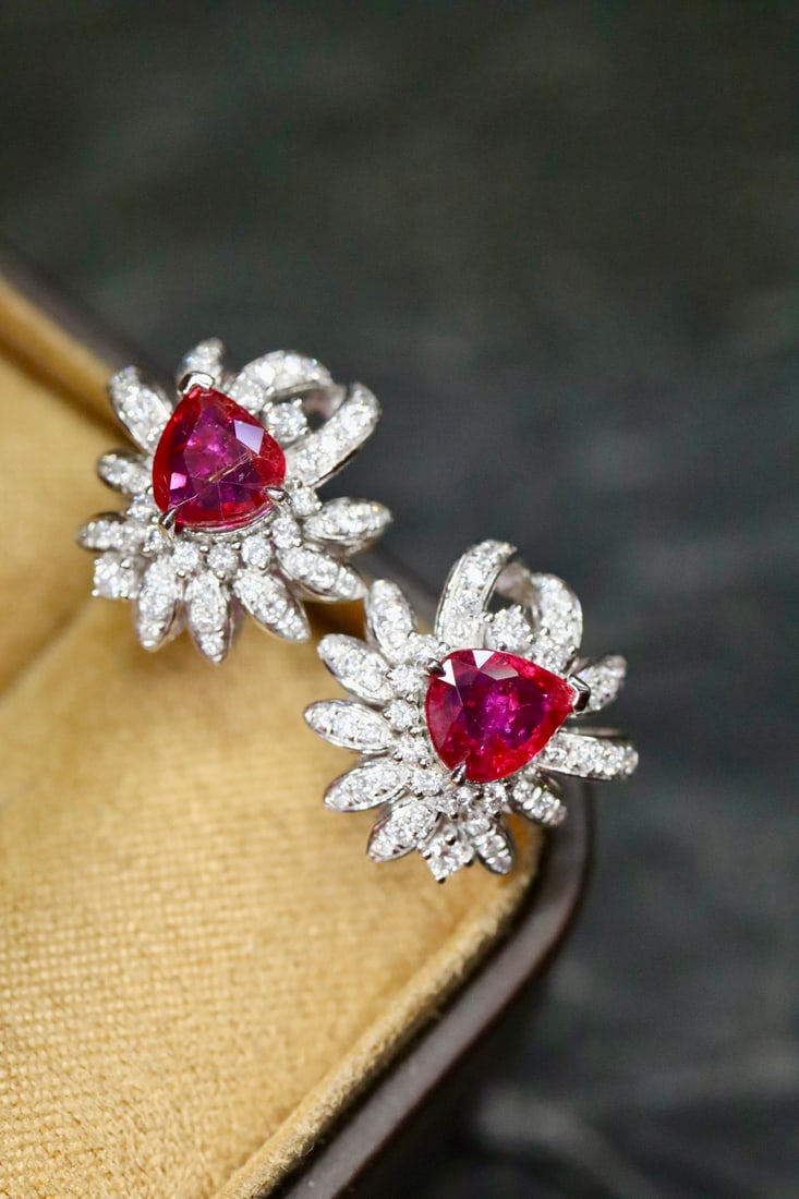 Natural Untreated Ruby Stud Earrings - 2