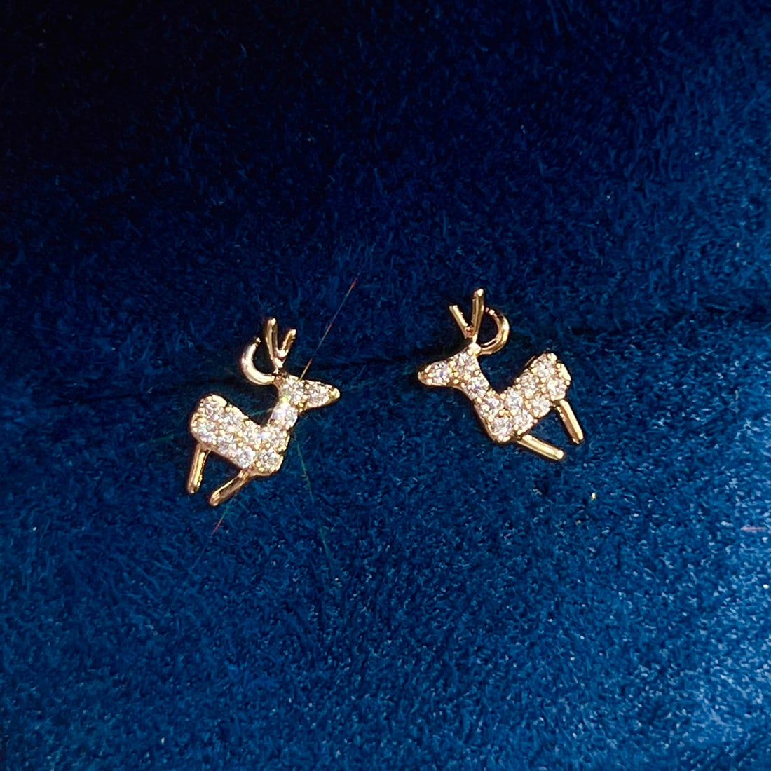 18K Gold Deer Stud Earrings - 2