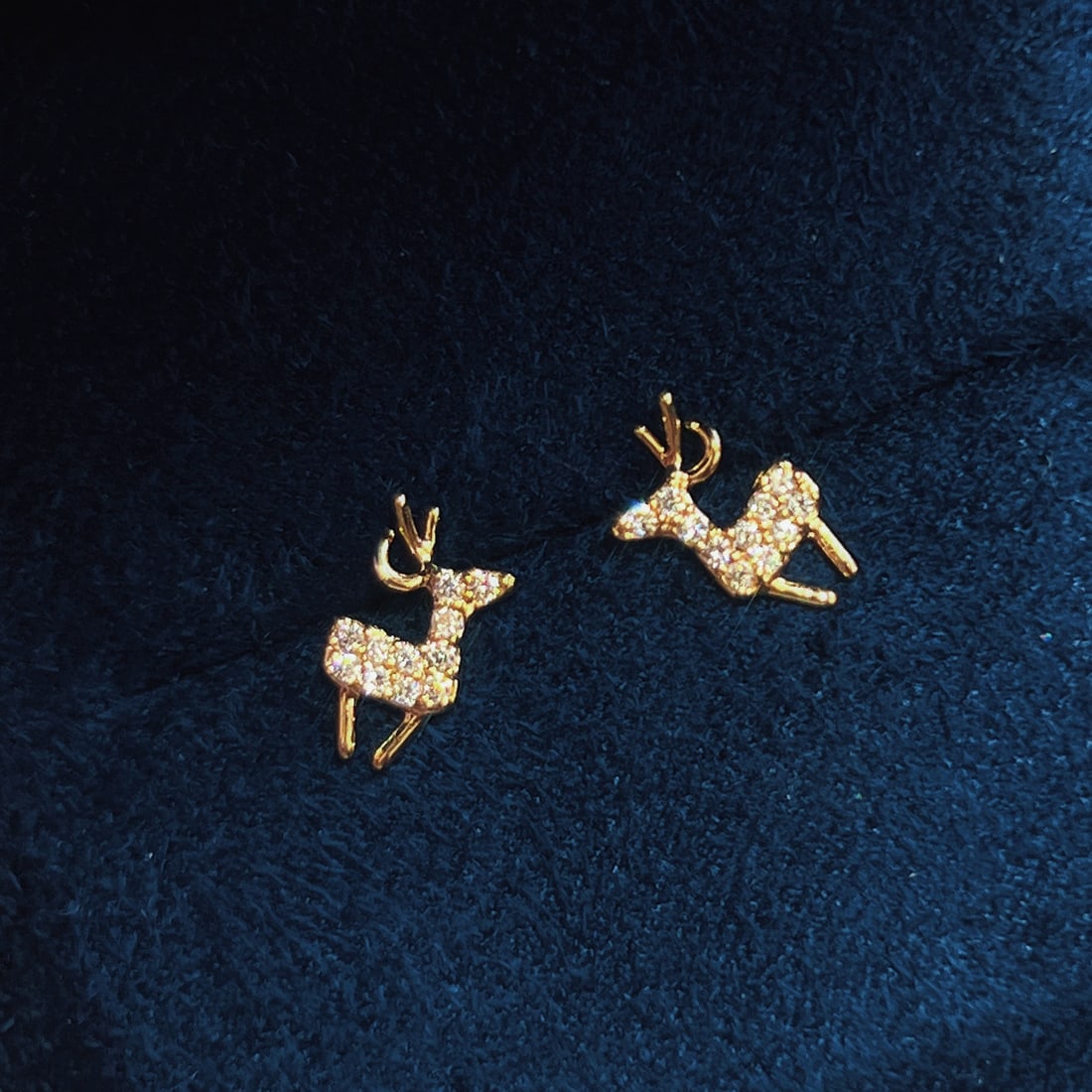 18K Gold Deer Stud Earrings - 4