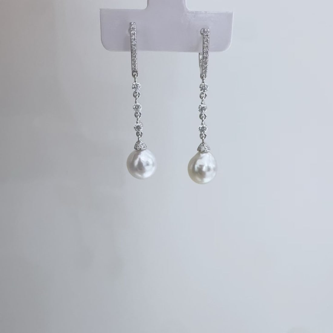 Sterling Silver Inlay 10-11mm Freshwater Pearl Stud Earrings - 3